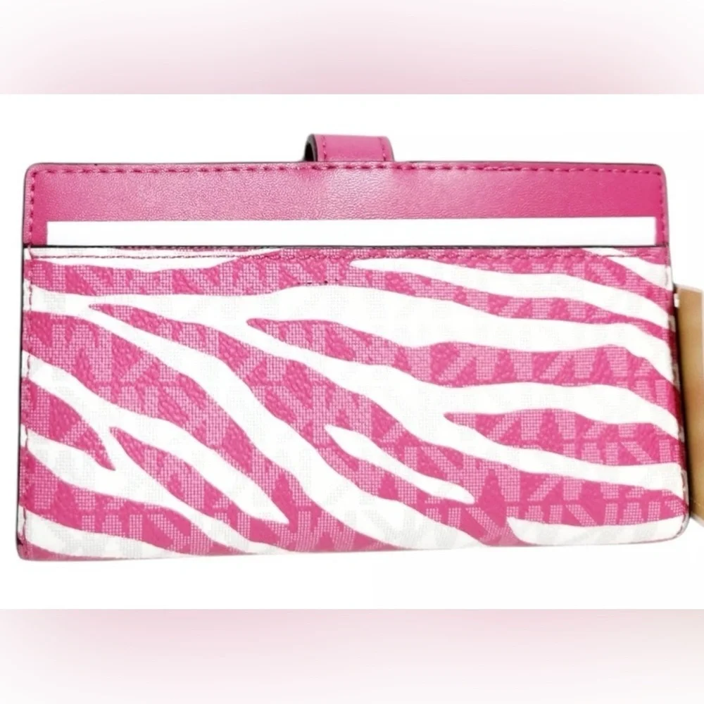 $258 RETAIL Michael Kors Fuchsia*PINK*Zebra Print Card Holder - Picture 3 of 5